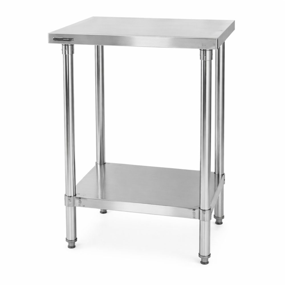 שולחן נירוסטה דגם "בוצר" + מדף תחתון 60/60 ס"מ