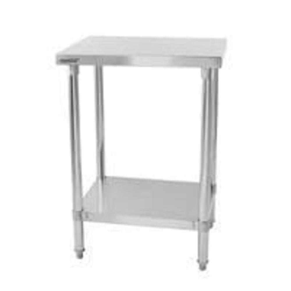 שולחן נירוסטה דגם "בוצר" + מדף תחתון 60/60 ס"מ