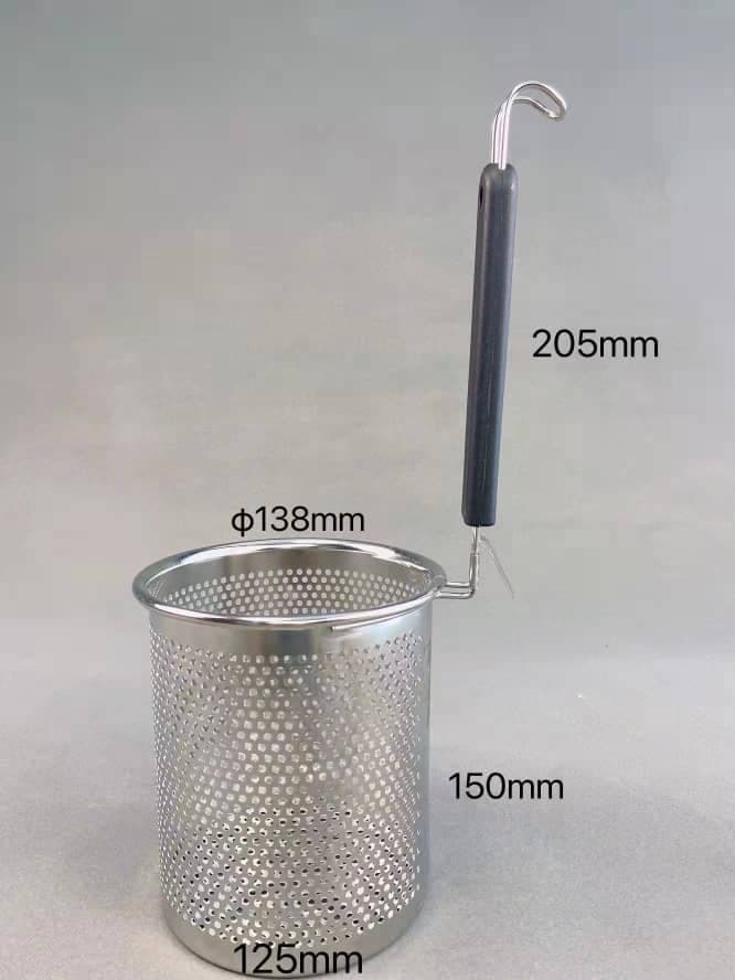 סלסלת בישול לפסטה עם ידית פלסטיק Pro Line - עגולה בקוטר 13 ס"מ וגובה 15 ס"מ