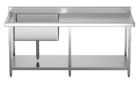 שולחן נירוסטה 160 ס"מ כיור 60 בצד שמאל