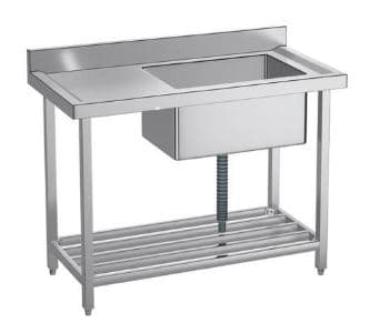 שולחן נירוסטה 180 ס"מ כיור 60 בצד שמאל