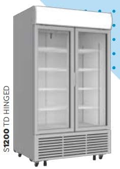 מקרר שחור ויטרינה 2 דלתות בנפח 1200 ליטר, רוחב 111, עומק 86, גובה 201 - מעוצב לפנים וחוץ